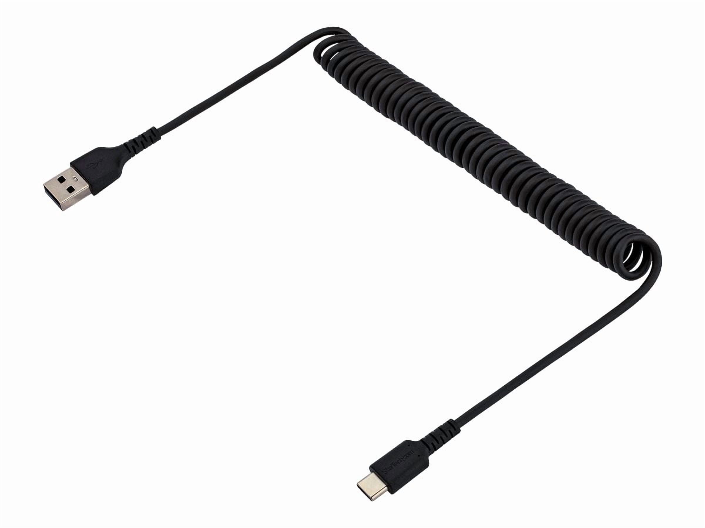 Startech 3ft 1m Usb A To C Cable Coiled Heavy Duty Usb 2.0 A To Type-c Durable Fast & Sync Usb-c Cable Black M/m R2acc1musbcable