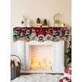 thumbnail image 2 of Black Red Plaid Christmas Mantel Scarf Fireplace Decorations for Living Room, Gnomes Xmas Tree Snowflake Gifts Birds Fireplace Mantel Scarf Cover Runner for Thanksgiving/Christmas Decor 60"x17", 2 of 6