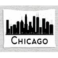 thumbnail image 1 of Chicago Skyline Tapestry, Simplistic Urban Silhouette Tourism Downtown Business City Buildings, Wall Hanging for Bedroom Living Room Dorm Decor, 60W X 40L Inches, Black and White, by Ambesonne, 1 of 2