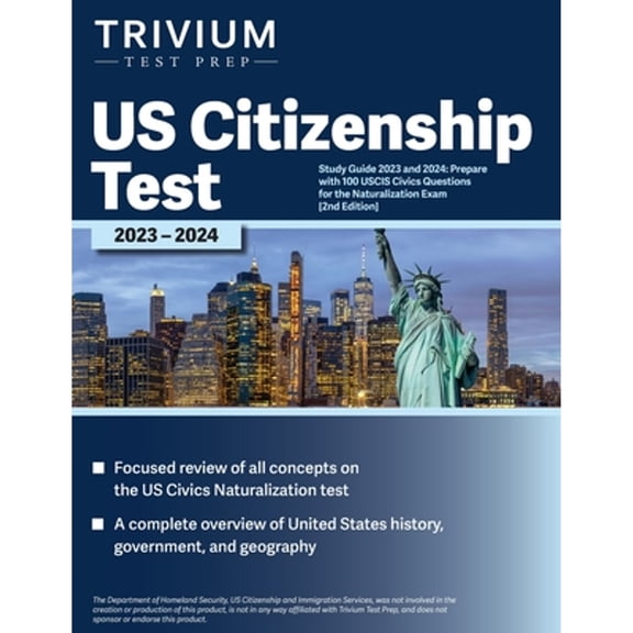 Pre-Owned US Citizenship Test Study Guide 2023 and 2024: Prepare with 100 USCIS Civics Questions for the (Paperback) by Elissa Simon