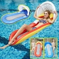 thumbnail image 2 of Pool Float with   Adult Inflatable Pool Float Raft with Shade Water Lounge Blue, 2 of 3