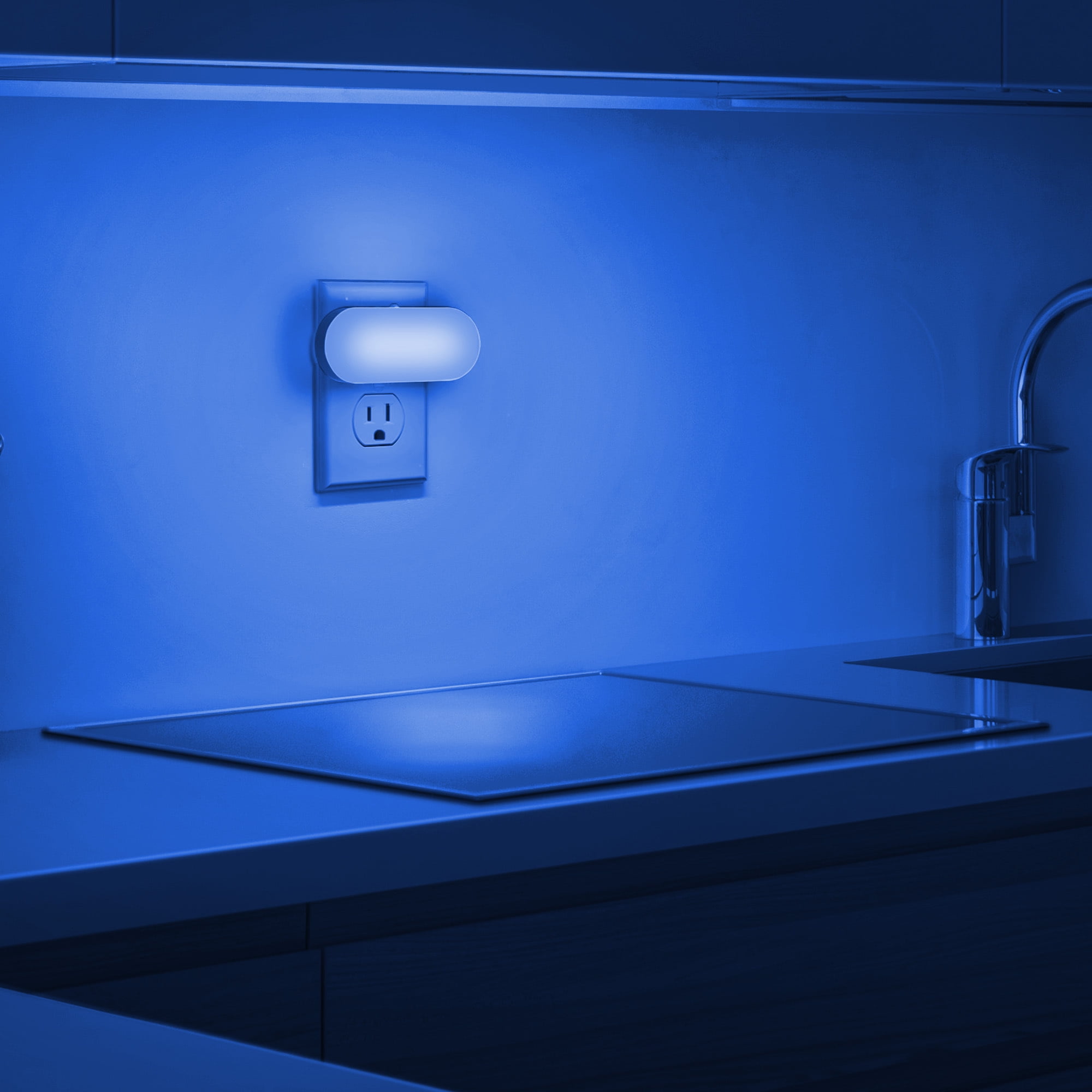 YANSUN 2-Pack 1W White Dimmable Blue Integrated LED Night Light with Dusk to Dawn Sensor, Plug-in, for Bedroom, Stairwell