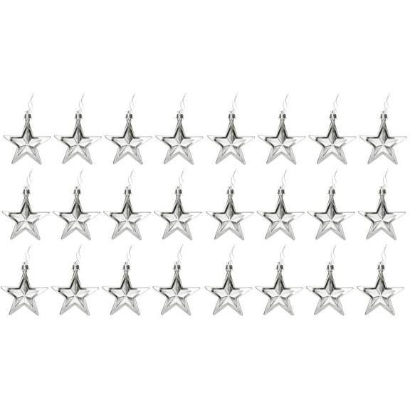 2 PCS Xmas Hanging Ornament Star Mini Tree Ornaments Silver Decorations Christmas