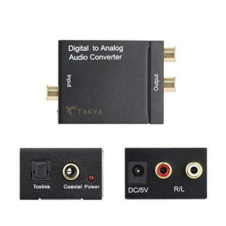 Takya Coaxial Toslink Digital to Analog Audio Converter Adapter | Coaxial or Toslink digital audio Input| Support PS3/PS4/XBox/360/HDTV/DVD/Plasma Sky HD Blu-ray Home Theater Systems/AV Amps/Apple