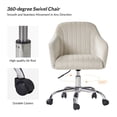 Velvet Upholstered Office Desk Chair Rolling Vanity Armchair Computer ...