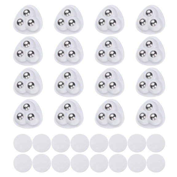 Uxcell 16 Pcs Self Adhesive Caster Wheels, 360° Rotation(White, 3 Steel Rolling Ball)