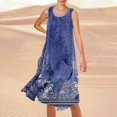 thumbnail image 1 of WILLBEST Vestido Largo Informal De Verano Para Mujer, Estampado, Sin Mangas, Hasta La Rodilla, Para Playa, Cuello Redondo, Con Bolsillos, Para Vacaciones, Viajes Y Uso Diario., 1 of 3
