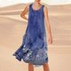 thumbnail image 1 of WILLBEST Vestido Largo Informal De Verano Para Mujer, Estampado, Sin Mangas, Hasta La Rodilla, Para Playa, Cuello Redondo, Con Bolsillos, Para Vacaciones, Viajes Y Uso Diario., 1 of 3