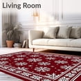 thumbnail image 2 of ODIKA 6'x9' Machine Washable Non-Slip Area Rug, Festive Holiday With Rustic Charm Snowflake High Traffic Rug with Pad, Red, 731568, 2 of 8