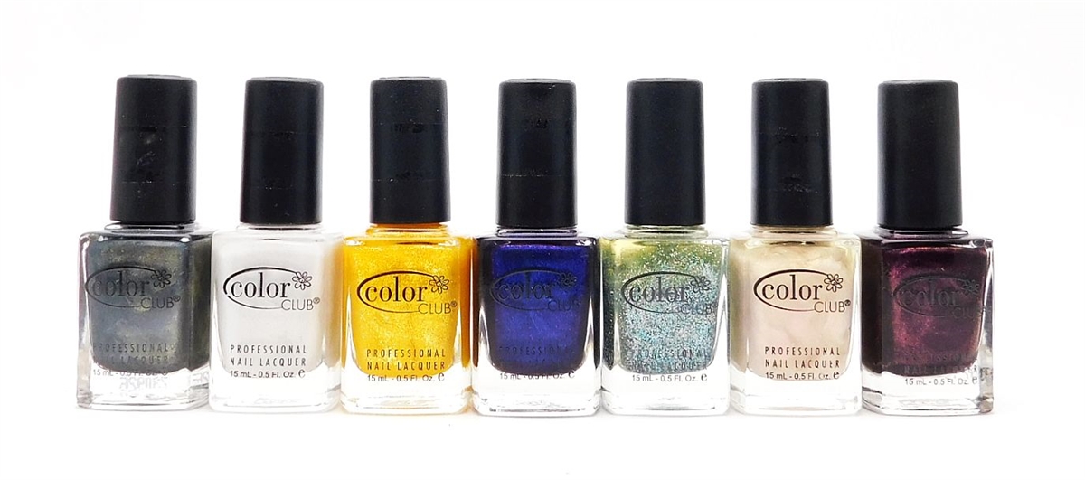 Color Club Professional Nail Lacquer set of 7: Snakeskin, Silver Lining, Daisy Does It, Electronica, Beyond The Mistletoe, Ready To Wear, Catwalk Queen (each .5 Fl Oz.) - image 1 of 1