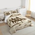 thumbnail image 3 of Homewish Rustic Farmhouse Horse Bedding Comforter Set,Western Cowboy Tribal Twin Comforter Sets,Beige Brown Bedding Set For Boys Kids,Microfiber Bedroom Decor Reversible,2 Pieces, 3 of 8