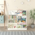 thumbnail image 7 of Kids Bookshelf Toy Storage Organizer, 4 Tier Wooden Storage Book Rack with 6 Layer Sling Bookcase Cabinet Chest for Playroom Nursery, 7 of 7