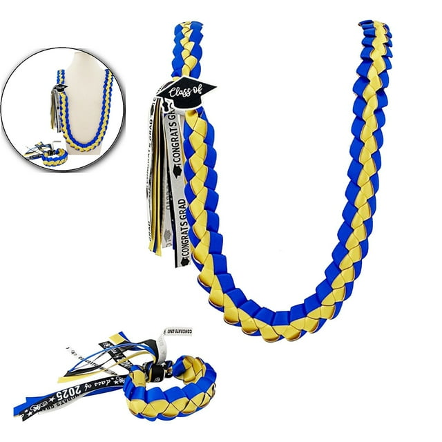 Dvruxg Graduation Lei Class of 2025 Graduation Ribbon Leis Graduation Necklace Braided Necklaces Graduation Leis gift Party Accessories for Women and Men