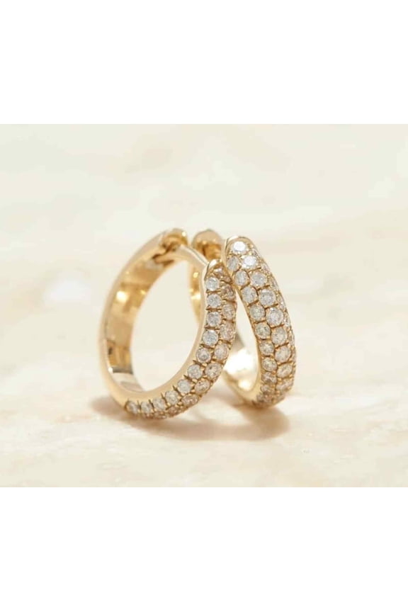 Round Cut Three Raw Moissanite Huggie Hoop Earring for Women's 925 Sterling Silver