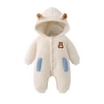 thumbnail image 2 of SKIYLEVZ Baby Unisex Bodysuits Toddler Baby Clothes Plush Long Sleeve Polar Fleece Hooded Jumpsuit Infant Winter Outfit Soft Warm Clothes Cute Romper Newborn Infant Jumpsuit, 2 of 4
