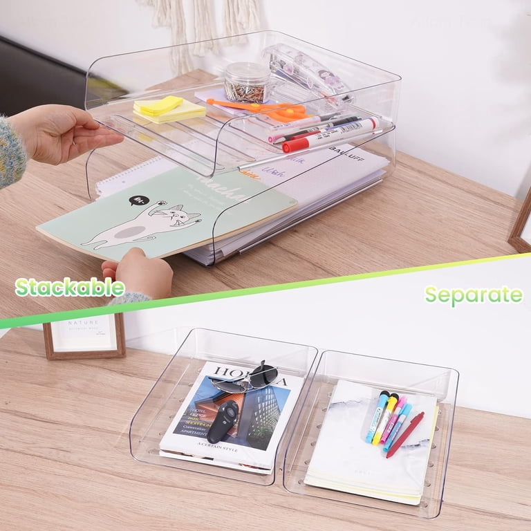 Tomorotec A4 Clear Stackable Desk Paper Tray, 2-Pack Portrait photo 5