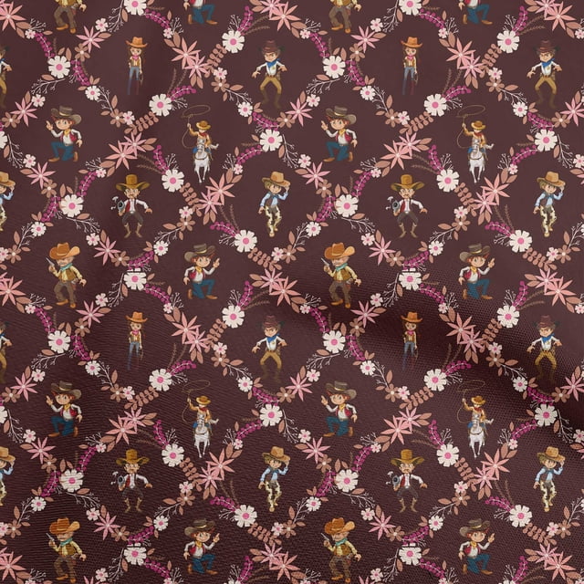 oneOone Velvet Maroon Fabric Cowboy Sewing Craft Projects Fabric Prints By Yard 58 Inch Wide