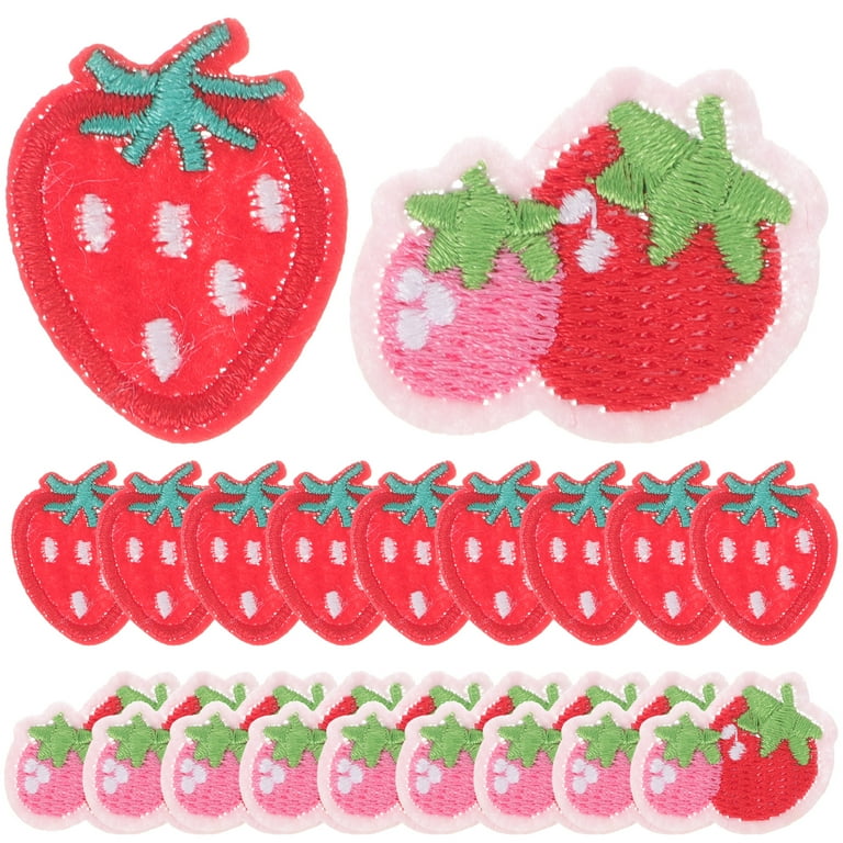 20pcs Iron on Patches Strawberry Patches for Clothing Embroidered Patches Clothing Accessories, Size: 2.7x2.3cm