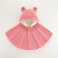 thumbnail image 5 of Fewfanhot Kids Cute BearEar Fleece Hooded Poncho, Button Front Warm Kids Cape Wrap for Daily Outdoor, 5 of 6