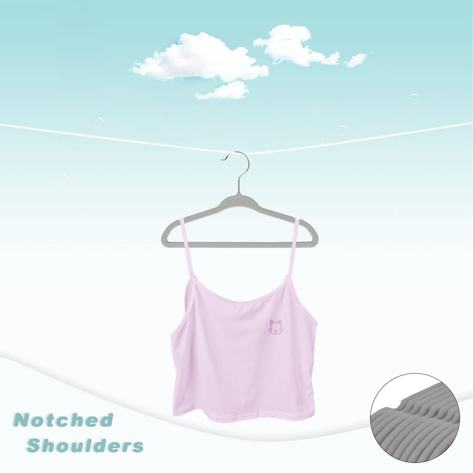 50 Pack Hangers 11 Inches Children's Clothes Non-slip For Infant/toddler (grey)