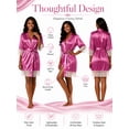 thumbnail image 6 of DAKIMOE Silk Satin Robes for Women Short Lace Trim Womens Robe Bride Bridesmaid Party 3/4 Sleeve Sexy Short Bath Robe Comfy Sleepwear Loungewear Nightwear, Lace Rose, M, 6 of 8