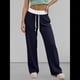 thumbnail image 5 of Pantalones Deportivos Anchos con Cintura de Contraste de Color y Hebilla de Cordón para Mujer. Azul Marino M, 5 of 8