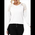 thumbnail image 3 of Blusas de Larga para Mujer, Elegantes, Informales, con Cuello Redondo, de Punto con Encaje de Gofre y Patchwork, Blusas Holgadas A XL, 3 of 8