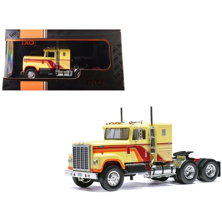 1980 International Transtar 4300 Truck Tractor Beige with Red and Orange Stripes 1/43 Diecast Model Car by IXO Models