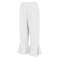 thumbnail image 4 of SONXAHE Women's Flare Hem Capris Elastic Waist Beach Daily Cropped Trousers, 4 of 8