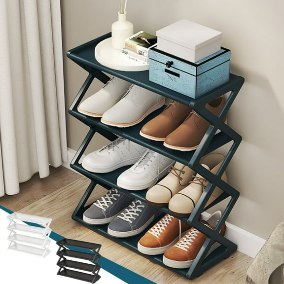 Latrodar 4-Tier Shoe Rack Sturdy Shoe Rack for Closet Open Storage Plastic Shoes Organizer Organizers and Storage Shoe Racks 1PC Entryway Hallway Closet Front Door Entrance