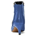 thumbnail image 4 of YDN Women's Pointy Toe Ankle Booties Kitten Low Heels Dressy Glossy Daily Winter Shoe Size 9.5 Blue, 4 of 4