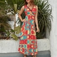 thumbnail image 4 of s Pattern Retro Inustrial in Red Blue Teal and Orange Sleeveless Dress summer dresses women Female clothing, 4 of 6