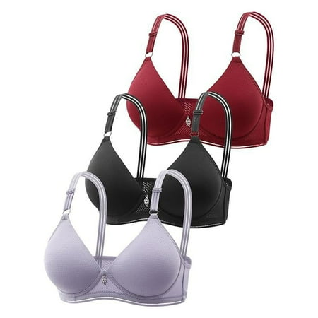 Baodmurt Wireless Bras for Women Lounge & Sleep Training Lingerie  Underwear  Red+Black+Light Purple 38BC