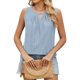 thumbnail image 2 of Camiseta sin mangas de color liso con cuello redondo y pliegues de encaje para mujer - Detalles femeninos, lavable a máquina, tallas S-XXL, contorno de pecho 93-119 cm, 2 of 8