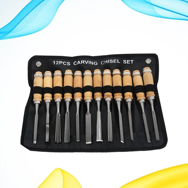 FUTUREORYY 1 Set/12 Pcs Woodturning Tools Carbon Steel Chisel for Artists Black Anti Rust Woodworking Hand Tool