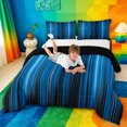 thumbnail image 3 of meiyoeat gradient Lines Texture Full Size Comforter Sets,Neon Blue Black Bedding Comforter Set,Reversible,3 Pieces,1 Comforter and 2 Pillowcases, 3 of 7