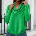 thumbnail image 6 of Women's Soft Cowl Neck Solid Color Sweater Top, Cozy Knitted Casual Clothes Pullover Green S, 6 of 6