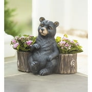 Faux Stone Bear Statue Double Planter