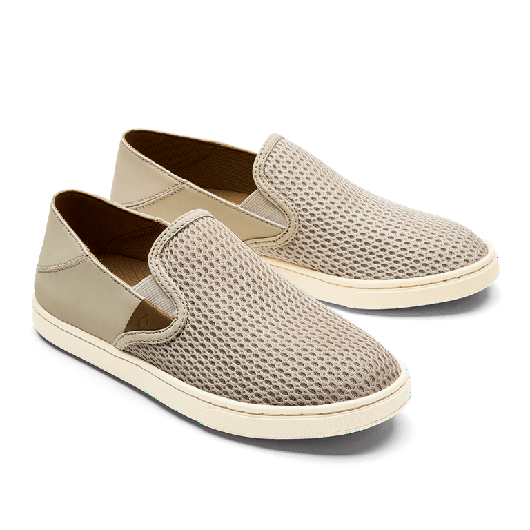 OLUKAI Women's Pehuea Slip-On Sneaker - Lightweight, Water-Friendly With Drop-In Heel (Tapa/Tapa, Size 9 Medium)