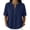 Navy, variant on Womens Ruched Elbow Sleeve Shirts with Botton Summer Botton Up Casual Cotton V Neck Blouse Loose Fit Plain Trendy Vacation Tops