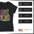 thumbnail image 4 of Tee Hunt Stare of The Wolf T-Shirt Dean Russo Colorful Neon Animal Women's T-Shirt Tee, 4 of 5