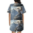 thumbnail image 6 of Fotbe Silver Dragon Mountain Peaks Print Pajama Set for Women 2 Piece Loungewear Short Sleeve Tops and Shorts Set Soft Sleepwear-Large, 6 of 7