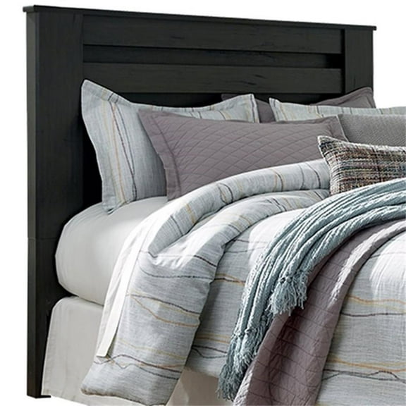 Bowery Hill Transitional Wood Full Queen Panel Headboard in Charcoal