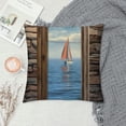 thumbnail image 2 of Chilfamy Sailboat Water Pillow Covers for Couch Sofa Indoor Outdoor Square Short Plush 1PC 24x24in, 2 of 5