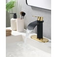 thumbnail image 2 of WOWOW Waterfall Bathroom Faucet,Black and Gold Bathroom Sink Faucet for 1 Hole or 3 Holes, Single Handle Vanity Faucet with Metal Pop up Drain, Stainless Steel Basin Sink Faucet Tap for RV Lavatory, 2 of 8