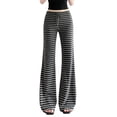 thumbnail image 2 of Neewe High Waisted Leggings for Women,Buttery Soft Stretchy Yoga Pants Flared Pull Rope Striped Leisure Full Length Pants-Black XL, 2 of 9