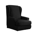thumbnail image 4 of 2 piezas suave jacquard de alto estiramiento Wingback silla cubierta de sofá protector de muebles lavable a de sofá de spandex, Negro Baoblaze Funda antideslizante para silla con alas, 4 of 8