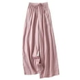 thumbnail image 2 of Asgosdo Womens Linen Wide Leg Pants Pink High Waisted Wide Leg Trendy Strechy Loose Straight Cropped Pants with Pockets, 2 of 5