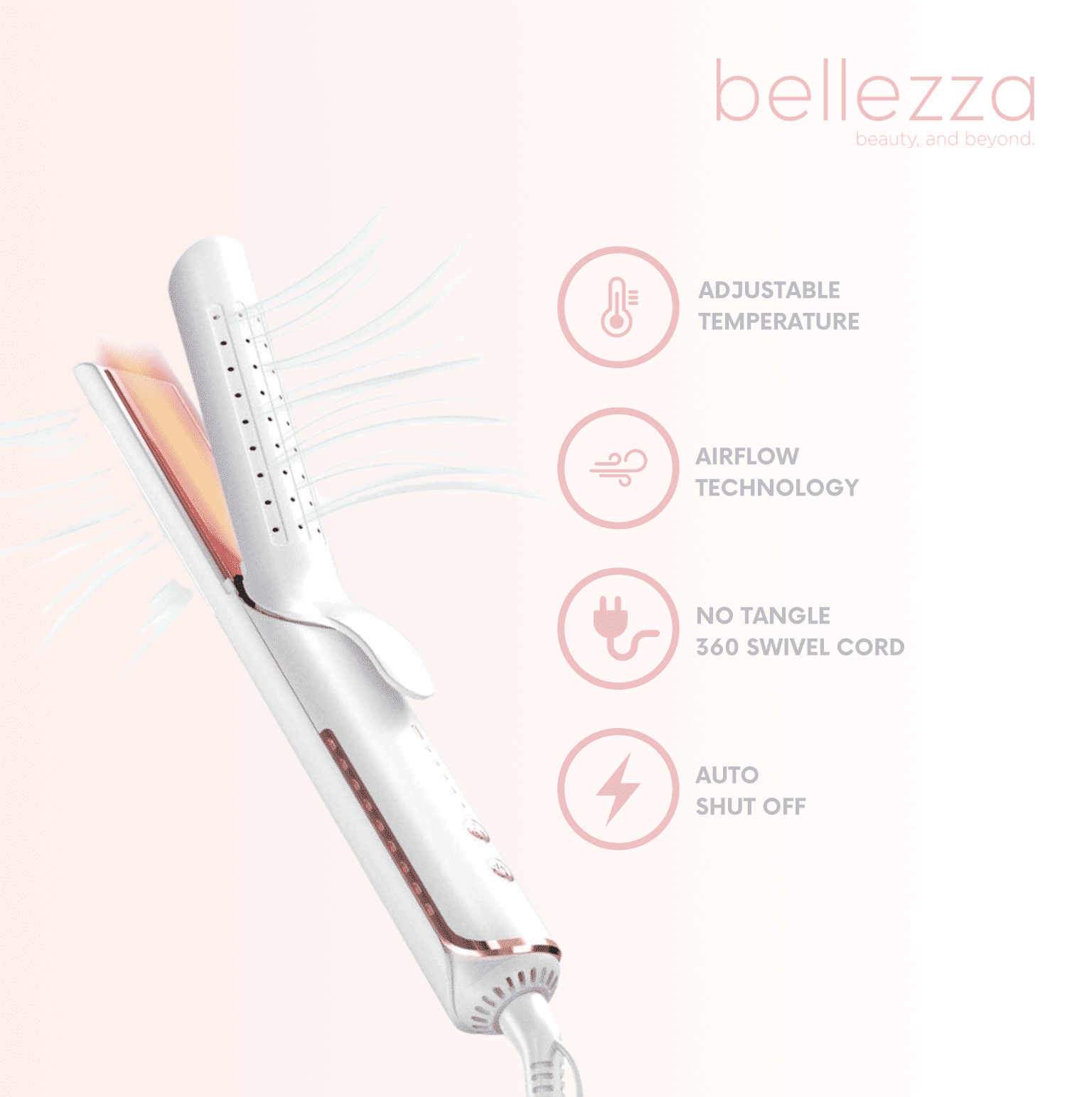 Bellezza AirGlider 2 in 1 Cool Air Flat Iron curler with 360 Cool Air Vents