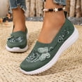 thumbnail image 7 of Domzle Womens Orthopedic Shoes Wide Width Butterfly Embroidered Slip On Knitting Flat Loafers Walking Shoes Soft Breathable Lightweight Mesh Sneakers with Arch Support Green 39, 7 of 7